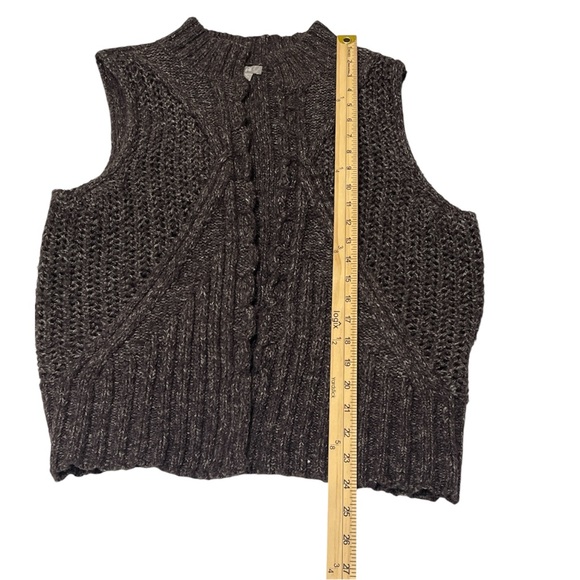 J. Jill Women’s Brown Cable Knit Cardigan Vest Open Front Sz M - Picture 6 of 9